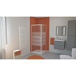 Ondee - zen - paroi lat�rale shiva - retour fixe - finition blanc - 80x190cm