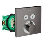 Façade pour mitigeur thermostatique encastré hansgrohe showerselect avec 2 fonctions noir chromé brossé ... Façade pour mitigeur thermostatique encastré hansgrohe showerselect avec 2 fonctions noir chromé brossé ...