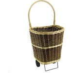 Facilitys - chariot  bches en osier 46x38x43 cm sur roulettes - transport facile pour chemine