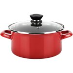 Fagor - optimax casserole induction 26 cm acier maill, antiadhsif sans pfoa, couvercle verre rouge ...