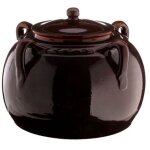 Faitout � 4 manches avec couvercle, diam�tre 20 cm, couleur brun coli