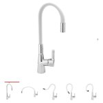 Mitigeur vier avec douchette flexible couleur blanc