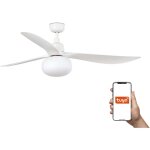 Faro barcelona - faro outwood grand ventilateur de plafond 3 pales blanc mat avec clairage 1x e27 tuya ...
