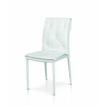 Lot de 2 chaises blanches en simili cuir avec structure en m�tal chrom�