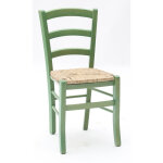 Lot de 2 chaises en bois vert en paille Lot de 2 chaises en bois vert en paille