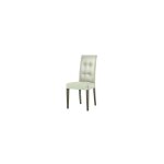 Lot de 2 chaises en simili cuir beige avec boutons Lot de 2 chaises en simili cuir beige avec boutons