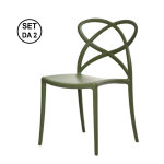 Lot de 2 chaises tress�es en polypropyl�ne vert sauge ? empilables ? hauteur d?assise 45 cm ? pour int�rieur ...