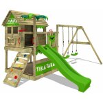 Tour de jeux portique d'escalade tikataka avec toboggan & balanoire, tour d'escalade avec bac  sable, ...