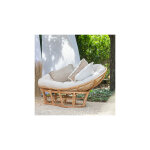 Hellin - fauteuil 179x155x36 cm en rotin naturel avec coussin blanc