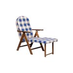 Fauteuil amalfi avec repose - pieds tartan bleu Fauteuil amalfi avec repose - pieds tartan bleu