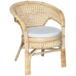 Okaffarefatto - fauteuil amanda en osier naturel avec paille de vienne et coussin gratuit