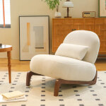 Fauteuil d?appoint sans accoudoirs en tissu , assise rembourr�e, pieds en bois, pour salon chambre balcon ...