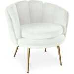 Fauteuil arrondi brenda velours blanc