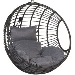Fauteuil balancelle suspendu en forme d'oeuf en rotin noir avec coussin gris idéal pour salon terrasse ... Fauteuil balancelle suspendu en forme d'oeuf en rotin noir avec coussin gris idéal pour salon terrasse ...