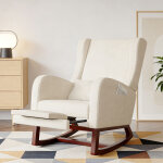 Fauteuil � bascule capitonn� - repose - pieds extractible - rocking chair - fauteuil d'allaitement - ...