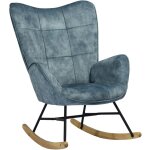 Meubles cosy - fauteuil � bascule chaise loisir et repos tissus bleu pour le salon salle � manger pieds ...