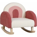 Costway - fauteuil  bascule enfant, fauteuil en peluche moderne avec pieds en bois de peuplier  bascule ...