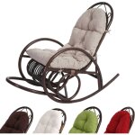 Mendler - fauteuil  bascule hwc - c40, rocking - chair, fauteuil en rotin, marron - coussin marron