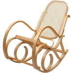 Hhg - fauteuil  bascule m41, fauteuil pivotant fauteuil tv, rotin en bois massif, aspect chne