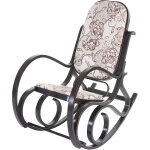 Fauteuil  bascule m41, rocking - chair en bois, jacquard brun