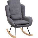Homcom - fauteuil � bascule oreilles rocking chair grand confort accoudoirs assise dossier garnissage ...