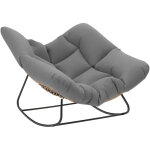 Fauteuil � bascule papasan - outsunny - usage int�rieur et ext�rieur - avec coussin rembourr� - rotin ...
