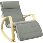 Fauteuil  bascule avec repose - pied rglable design rocking chair fauteuil relax bouleau flexible (gris) ...