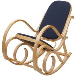 Dcoshop26 - fauteuil  bascule rocking chair en bois clair assise en tissu gris anthracite fab040027 ...