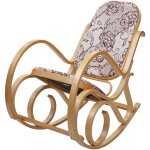 Dcoshop26 - fauteuil  bascule rocking chair en bois clair et tissu fleur marron fab04023