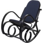 Dcoshop26 - fauteuil  bascule rocking chair en bois fonc assise en tissu gris anthracite fab04031