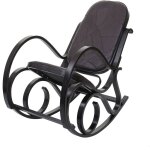 Décoshop26 - fauteuil à bascule rocking chair en bois noyer assise en cuir patchwork marron fab04021 Décoshop26 - fauteuil à bascule rocking chair en bois noyer assise en cuir patchwork marron fab04021