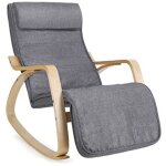 Fauteuil � bascule, rocking chair, avec repose - pied, r�glable en 5 niveaux, charge max 150 kg, gris ...