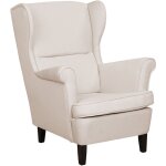 Beliani - fauteuil bergère haut dossier tapissé en tissu beige clair de qualité pour salon style vintage ... Beliani - fauteuil bergère haut dossier tapissé en tissu beige clair de qualité pour salon style vintage ...