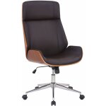 Dcoshop26 - fauteuil de bureau dossier haut avec roulettes synthtique marron et bois noyer hauteur ...