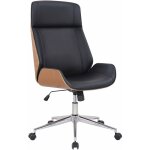 Dcoshop26 - fauteuil de bureau dossier haut avec roulettes synthtique noir et bois clair hauteur rglable ...