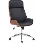 D�coshop26 - fauteuil de bureau dossier haut avec roulettes synth�tique noir et bois noyer hauteur r�glable ...