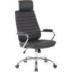 Clp - fauteuil de bureau rako en vritable cuir ajustable et pivotant noir