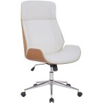 Fauteuil de bureau varel en similicuir avec coque de sige en bois nature / blanc