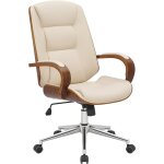 Clp - fauteuil de bureau yankton en similicuir avec coque de sige en bois noyer / crme