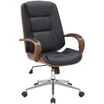 Clp - fauteuil de bureau yankton en similicuir avec coque de sige en bois noyer / noir
