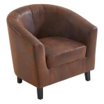 Fauteuil cabriolet en microfibre vieillie marron cristobal ii