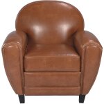 Rendez - vous déco - fauteuil camel en croute de cuir enduite - club Rendez - vous déco - fauteuil camel en croute de cuir enduite - club