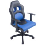 Fauteuil chaise de bureau pour enfant en synth�tique bleu hauteur r�glable bur10189