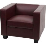 Hhg - fauteuil chaise lounge lille - similicuir, rouge - brun