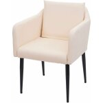 Fauteuil chaise lounge salle  manger bureau visiteur en synthtique crme pieds mtal noir 040002287 ...
