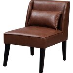 Teamson home - fauteuil chaise de repos lecture relaxation moderne en faux cuir brun avec coussins marc ...