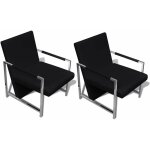 Fauteuil chaise sige lounge design club sofa salon 2 pcs avec cadre chrom cuir synthtique noir