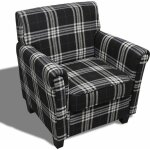 Fauteuil chaise si�ge lounge design club sofa salon avec coussin tissu noir