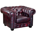 Fauteuil chesterfield brenton 100% cuir de buffle - bordeaux