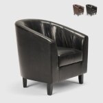 Fauteuil club en similicuir salon bureau salle d'attente design classique seashell - noir